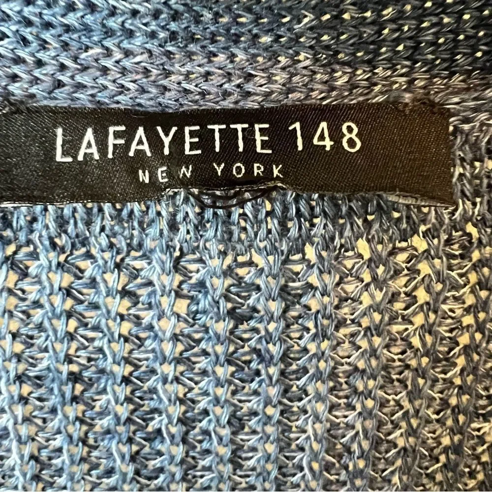 Lafayette 148 Hemp Blue Marled Long Line Cardigan Vest